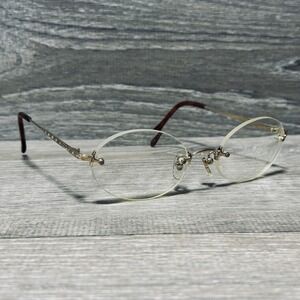 Charmant‎ BS1312 Eyeglass Frames Womens 52-19-140 Gold Rimless Oval Frames Only